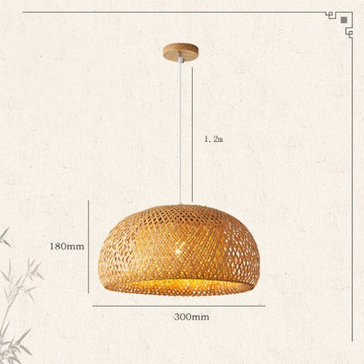Japanese-Style Handwoven Bamboo Pendant Light | Natural Woven Ceiling Chandelier