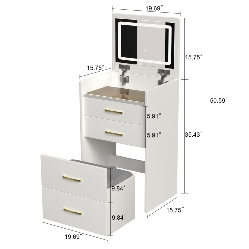 3-in-1 Makeup Vanity Desk with Mirror, Glass Top & 3 Drawers