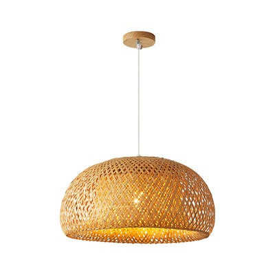 Japanese-Style Handwoven Bamboo Pendant Light | Natural Woven Ceiling Chandelier
